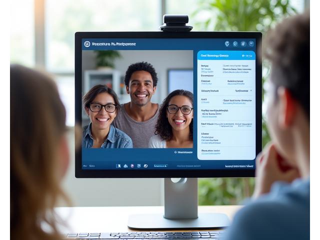 Um grupo de alunos e um professor nativo em uma videochamada, com a interface de agendamento de sessões ao lado.