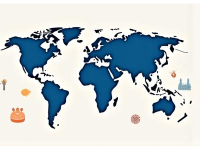Um mapa-múndi destacado com países de língua portuguesa, com ícones de cultura como um livro e instrumento musical.