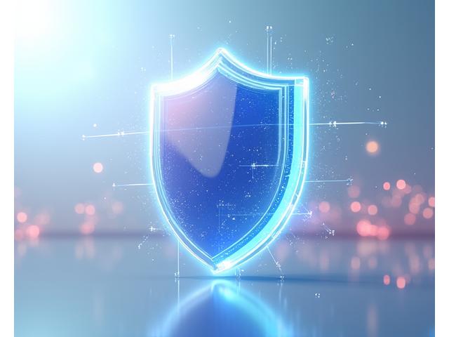 Um escudo digital abstrato flutuando sobre uma rede de dados, simbolizando a proteção da privacidade na educação online.
