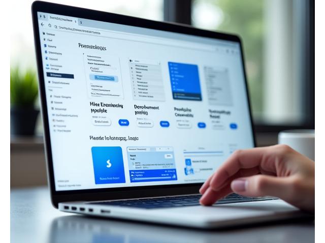 Ecrã de computador mostrando um portfólio de desenvolvimento web com vários projetos, gráficos e elementos de codificação.